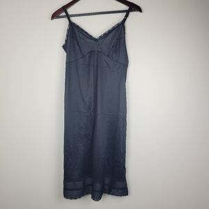 Vintage Black Babydoll Negligee Nightgown Slip Dress Lacy Nylon Made In USA